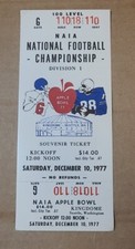 1977 12/10 NAIA National Football Championship Apple Bowl Ticket STUB EX