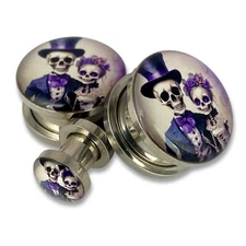 Pair of Victorian Skeleton Picture Plugs (MTO-074) gauges 16g thru 1 inch