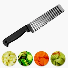 Stainless Steel Vegetable Fruit Crinkle Wavy Slicer Knife French Fry Cutter NEW