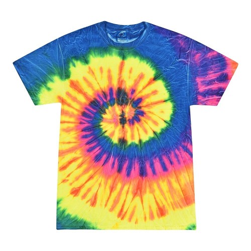Neon Rainbow TIE DYE T-SHIRT Herren Damen GRÖSSE Medium Neu