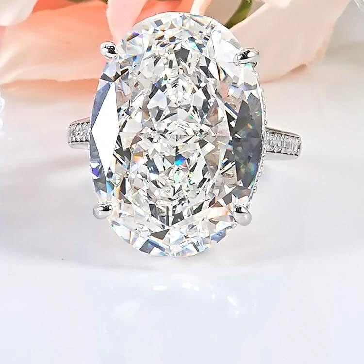 Роскошное кольцо с выращенным в лаборатории бриллиантом Pavé Setting Cushion золото 18 карат Vermeil, Vintag 20 карат - Изображение 2 из 4