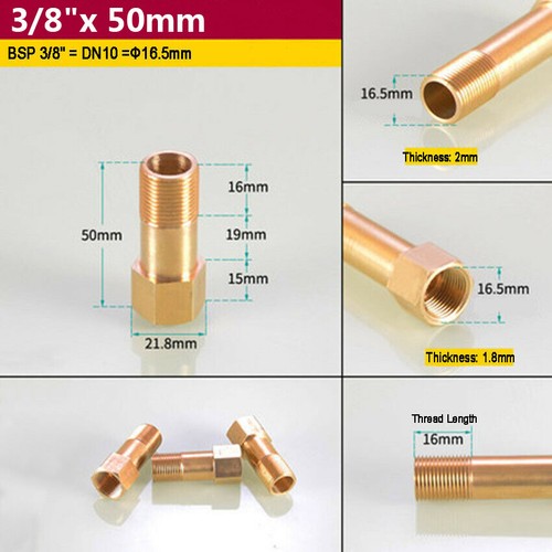 BSP 1/8" 1/4" 3/8" Male to Female Brass Connectors Pipe Extension 50mm to 150mm - Picture 16 of 20