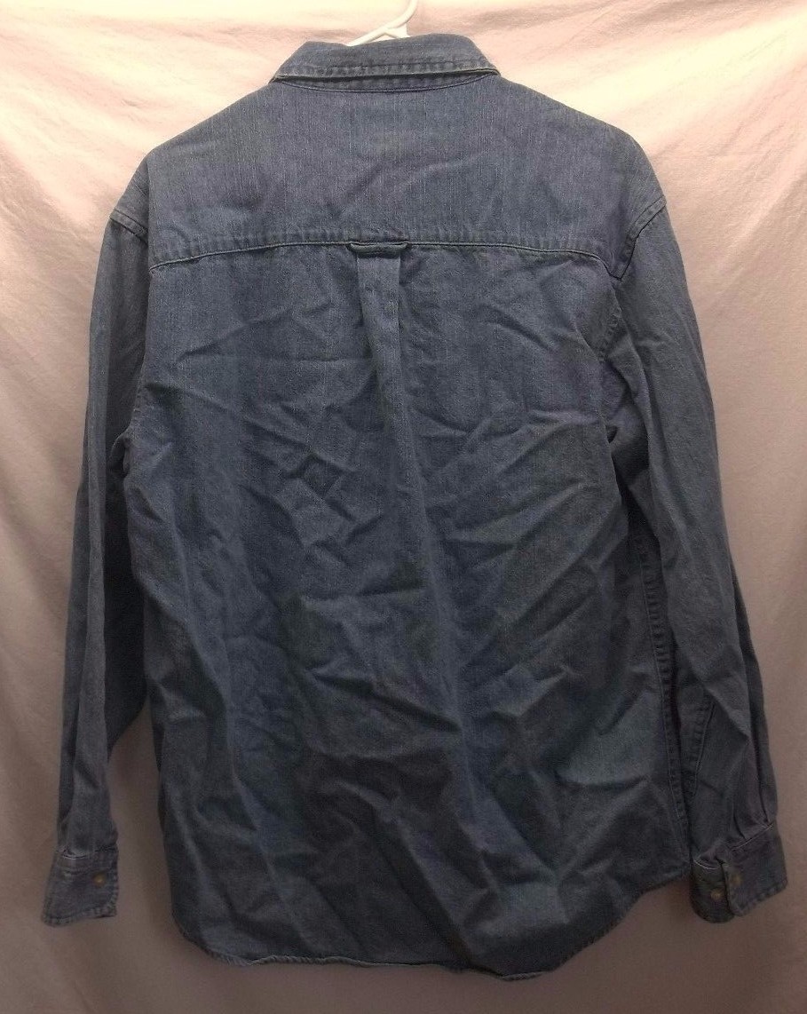 Men's Consensus Medium Solid Blue Denim Shirt LS … - image 12