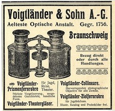 Voigtländer & Sohn Braunschweig Theatergläser u.a.Aelteste Optische Anstalt 1901