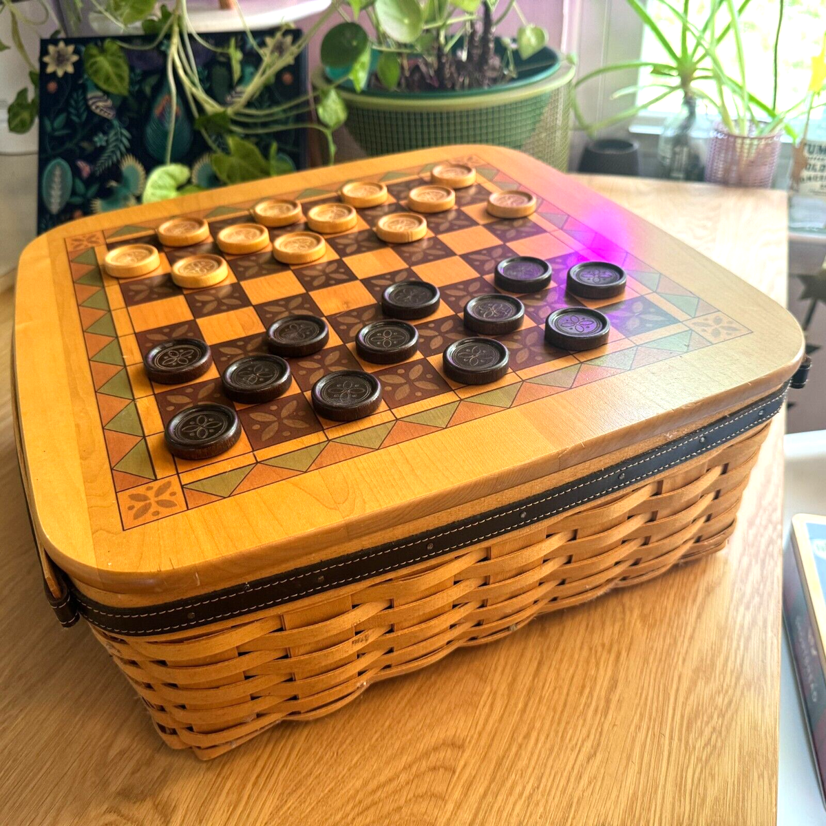 Longaberger 2001 Father's Day Checkerboard Checkers Game Basket +