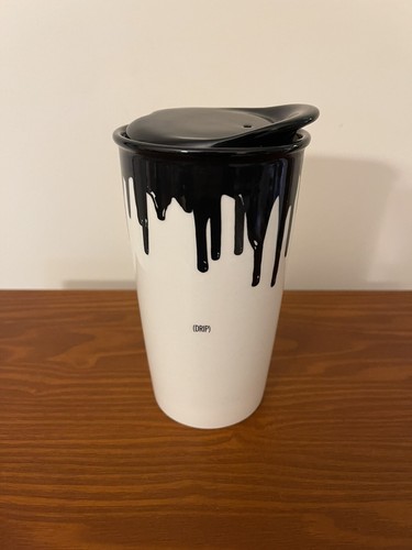 Starbucks Ceramic Tumbler Travel Mug 2014 Band of Outsiders Black Drip 12 oz - Picture 3 of 12