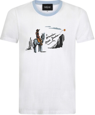 Collectif JIM WANDER YONDER 50s COWBOY Motiv Kurzarm T-SHIRT Oberteil Rockabilly