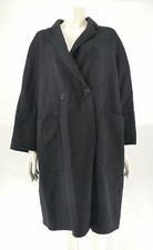 S Max Mara Women's Black Wool Collared Coat Size Uk 14 - Good Used
