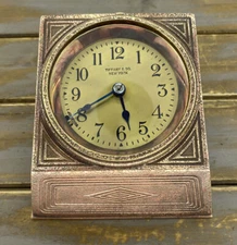 ANTIQUE TIFFANY STUDIOS NEW YORK Bronze Graduate PATTERN CLOCK Early 20 Century
