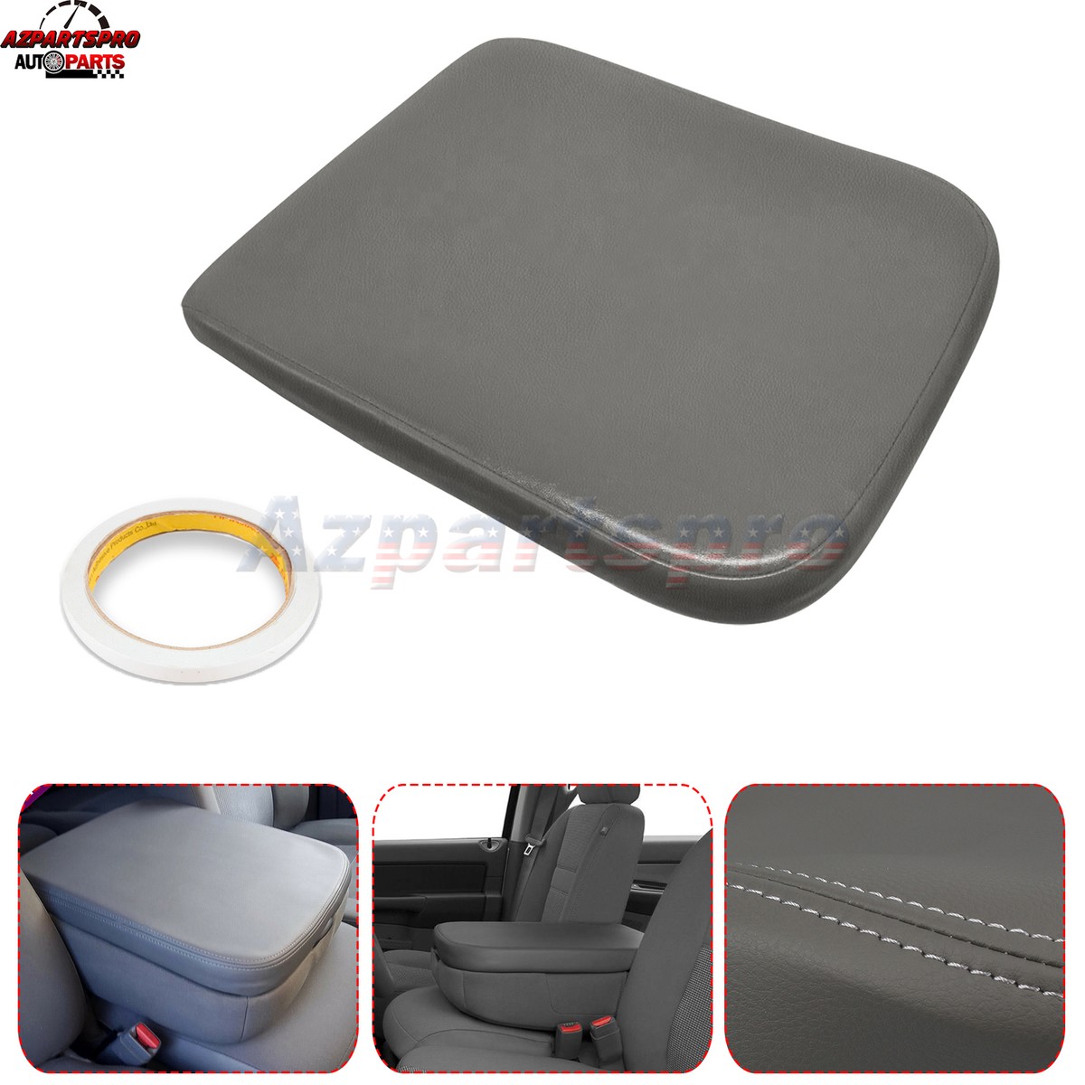 Gray Vinyl Center Console Lid Cover For 2013-2018 Ram 1500/2500/3500 | Armrest Skin