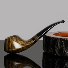 MUXIANG Briar Wooden Tobacco Pipe Ebonite Stem Smooth Volcano Freehand Pipe 