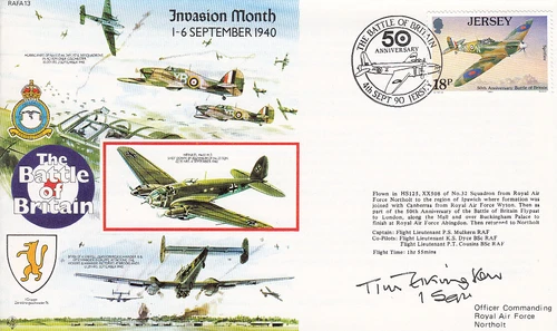 RAFA 13 WWII WW2 Invasion Month RAF cover signed Battle of Britain ELKINGTON