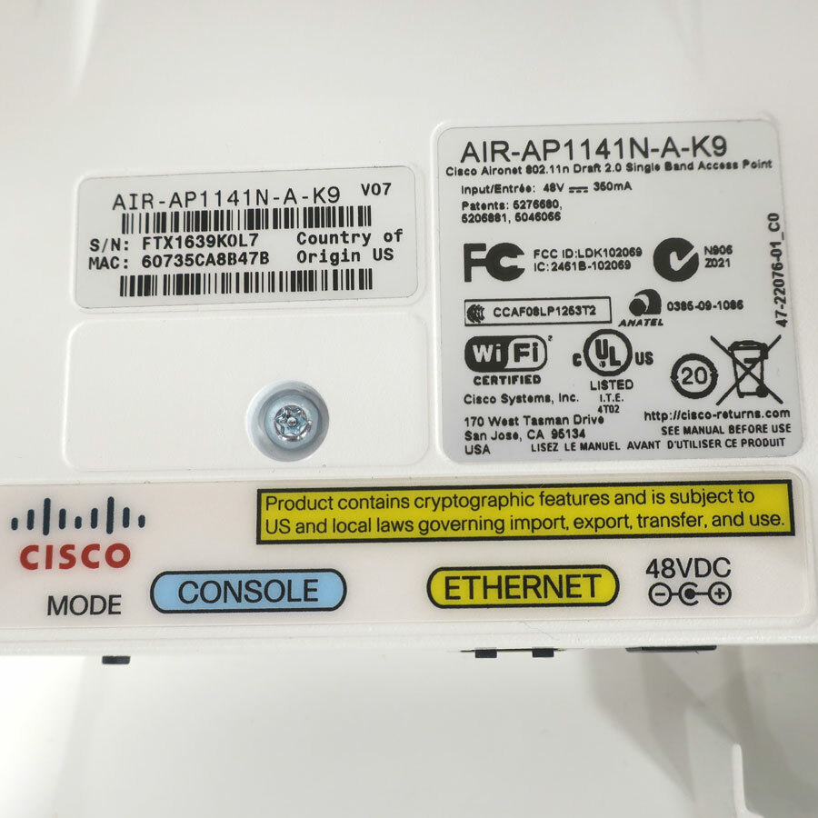 как выглядит AIR-AP1141N-A-K9 Cisco 802.11g/n Fixed Auto Ap Int Ant A Registered Domain. фото