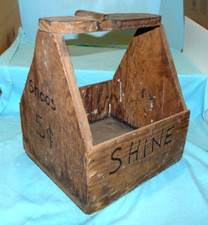 Vintage Shoe Shine Box Hand Made Folk Art Interesting Spelling One of a Kind