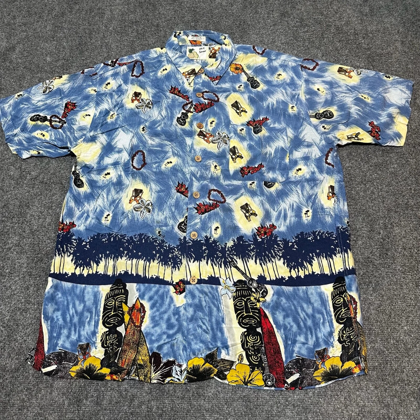 Me Sport Shirt Mens Extra Large Blue Floral Hawaii Button Up Collared Made Korea
Opens in a new wind