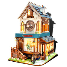 Cuckoo Cottage Clock Mechanical 3D Wooden Puzzle DIY Book Nook Models Kit