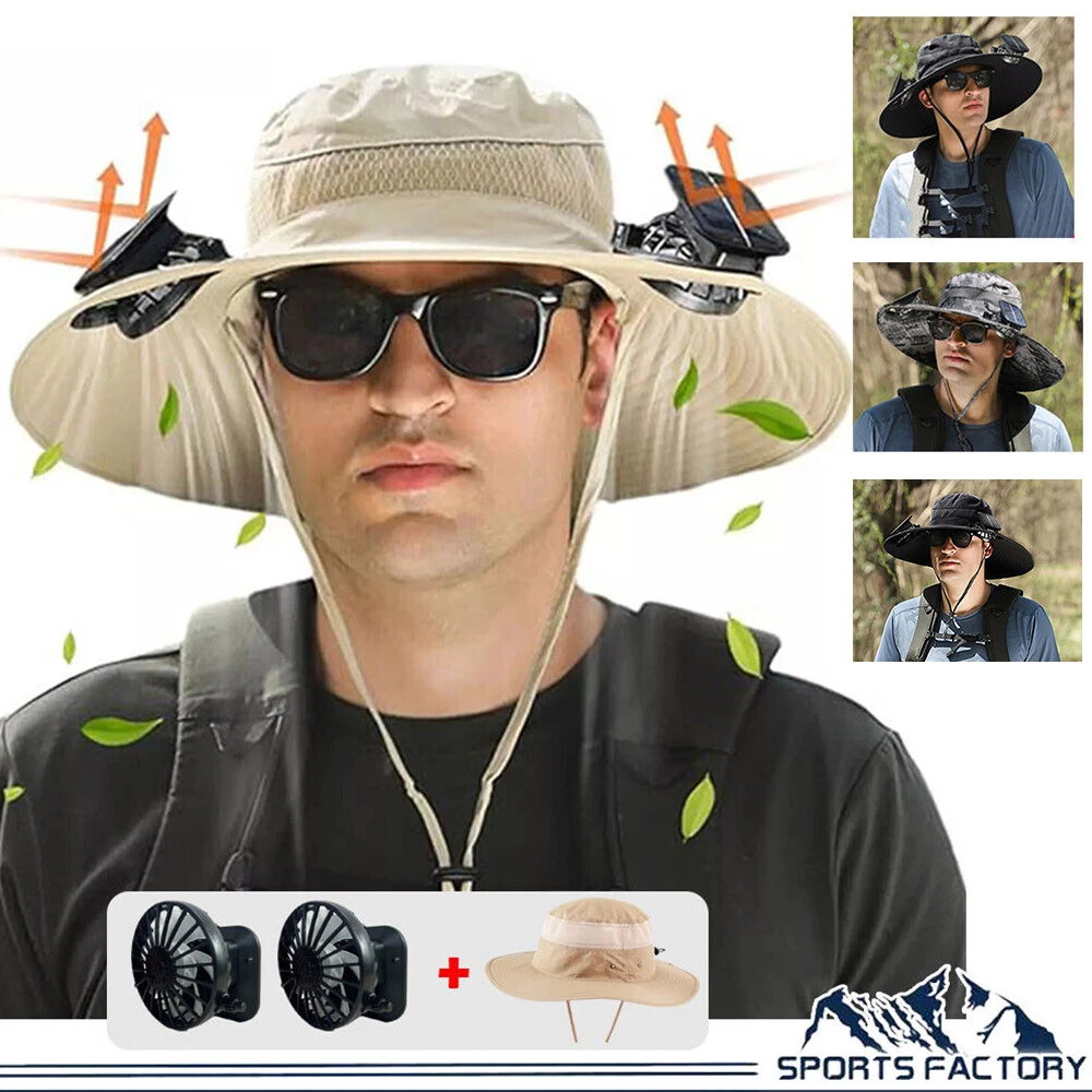 Wide Brim Solar Fan Fishing Hat Outdoor Bucket Beach Sun Hat UV Protection Men
Opens in a new window