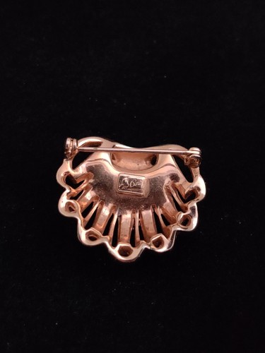 Rare Coro Craft Shell Brooch Adolph Katz Pink Baguettes Stunning Vintage 50s - Picture 7 of 14