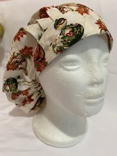 women surgical/scrub/hat/ cap with cord lock,bouffant style - Christmas