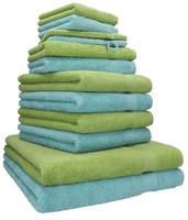 12Er Handtuch Set HandtüCher DuschtüCher Premium 100% Bw Ocean / AvocadogrüN