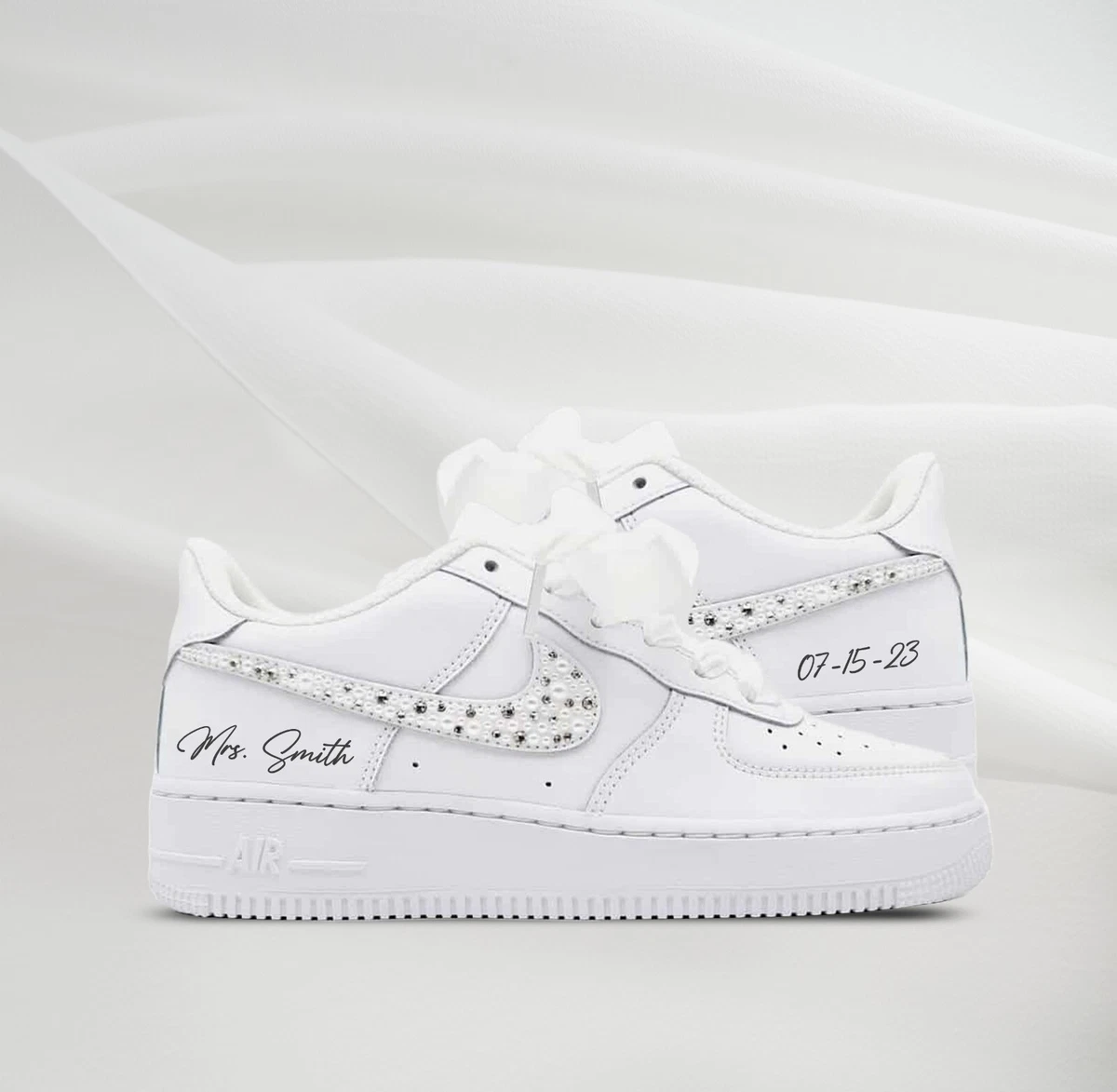 Nike Air Force 1 Custom Shoes Bride Pearl Personalized Bridal | eBay