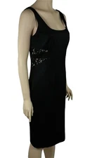 DAVID MEISTER NWT Black Lace Dress Side Back Detail Cut Out Sheath LBD 6