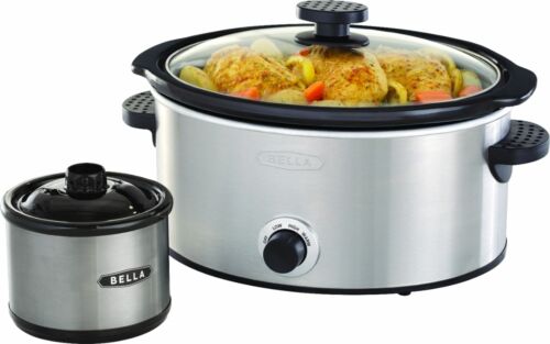 Bella - 5-qt. Slow Cooker with Dipper - Stainless Steel - Picture 1 of 6