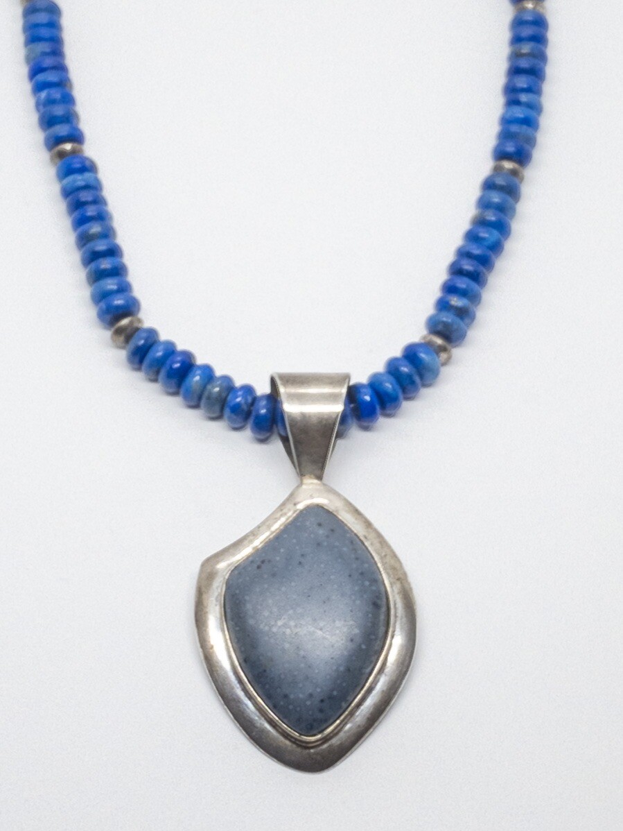 DTR Jay King Lapis Pendant Strand Necklace Sterling S… Gem