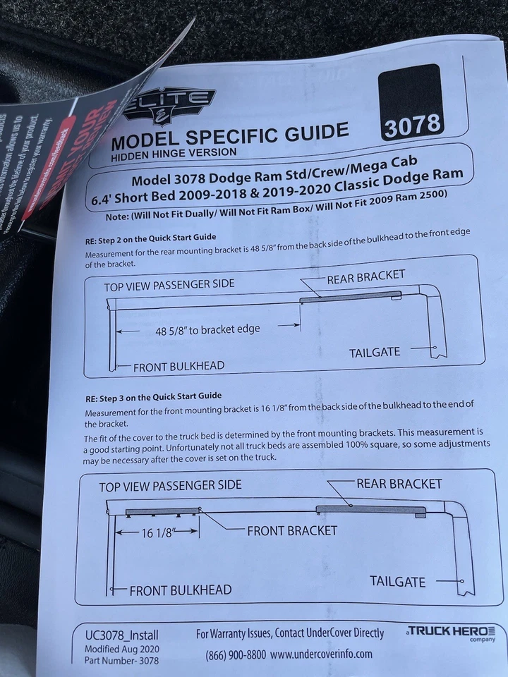 CAMA UNDERCOVER Elite LX TRUCK BED COVER DODGE RAM 1500 6’ 4” Blue Streak - Imagem 4 de 4