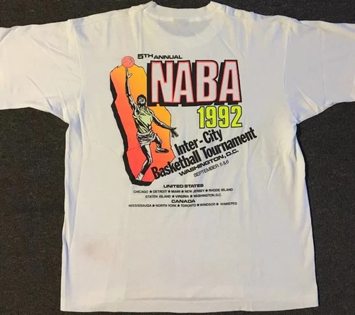 Vtg 90s NABA Inter City Basketball Tournament Shirt M L School Track PE Grunge