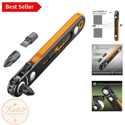 Bates Low Profile 90 Degree Screwdriver - Compact Ratchet Wrench for DIY