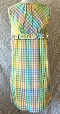 Pastel Checked Ruffled Nightgown Summer Loungewear Vintage 80s