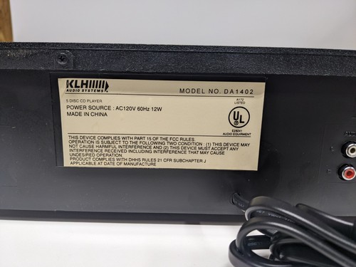 KLH DA1402 5-Disc Stereo CD Changer/Player - Fully Functional - Picture 6 of 7