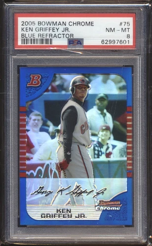 2005 Bowman Chrome Blue Refractor #75 Ken Griffey Jr. Reds/Mariners HOF PSA 8