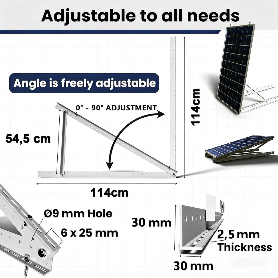PFCTART 2 Set 45 inch Solar Panel Mount Brackets Adjustable Tilt Mount ...