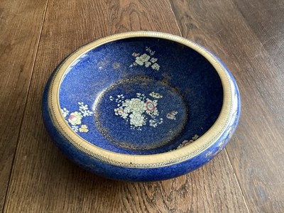 Vintage Fenton Rialto Ware British Art Pottery Round Blue Decorative Bowl 