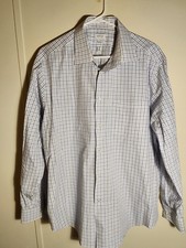 Arrow Wrinkle Free Dress Shirt Men's SZ 16, 34/35 Blue Plaid Long Sleeve NICE