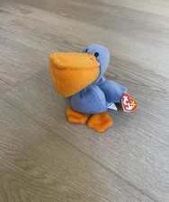 Ty Beanie Babies Scoop the Pelican with Tag Blue Orange, 1996 Style