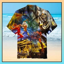 Iron Maiden Pattern Hawaiian Shirt  Limited Edition
