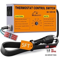 Attic Fan Thermostat-Control: with Socket and Wire Socket Connector 5FT