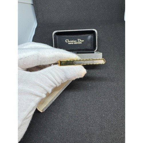Vintage 80's Christian Dior Paris New York Gold Tone Tie Clip Bar Mens Jewelry - Picture 5 of 6