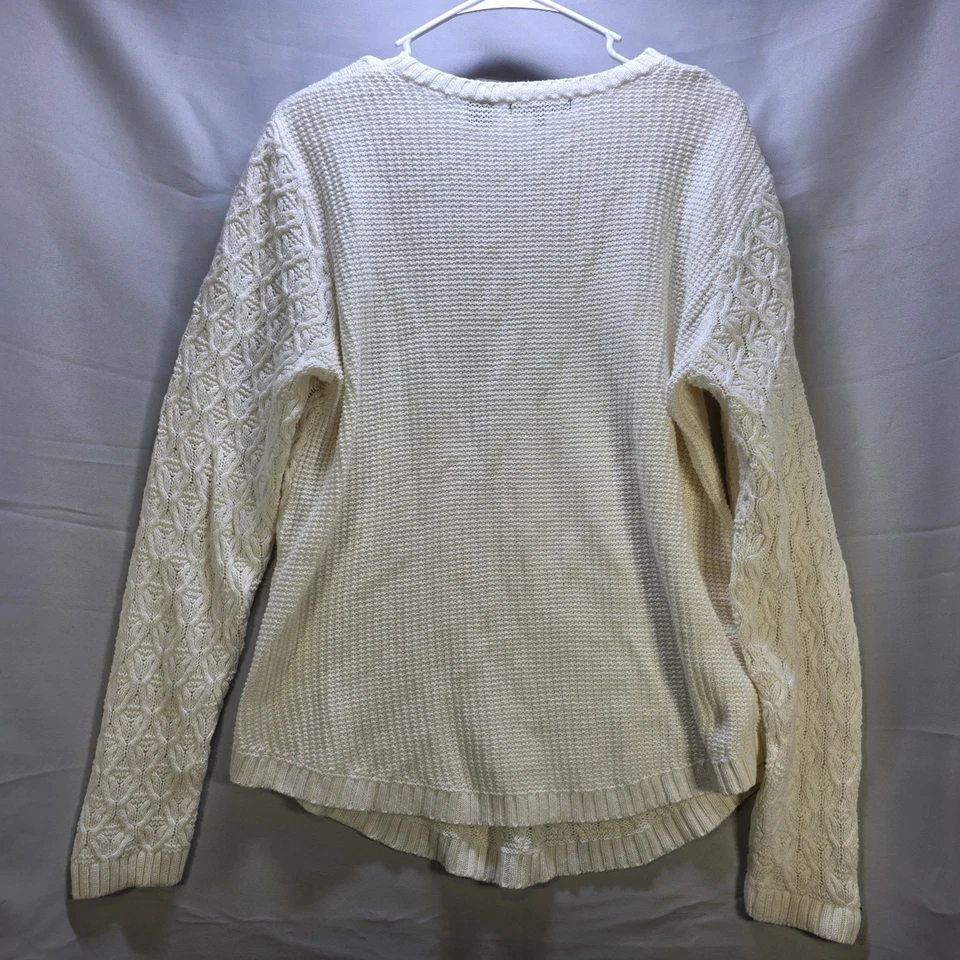 Suéter tejido con cable crema Jeanne Pierre para mujer talla grande Foto 2 de 4