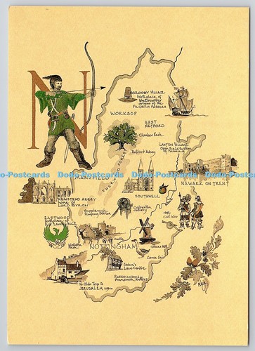 D326308 Karte. Robin Hood Country. P. V. Designs. E. T. W. Dennis. Scarborough. Jo