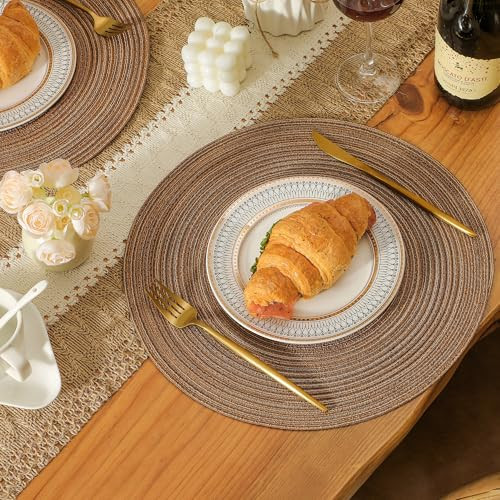 Round Placemats Heat and Slip Resistant Cotton Table Mats, Washable Bohemian - Picture 5 of 7