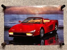 Vintage Ferrari Testarossa Spyder 1980's Poster 1988 21" x 32" READ / FLAWS
