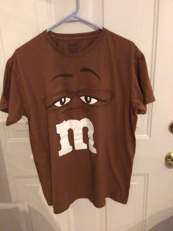 Adult Unisex Brown Large M&M's Face Short Sleeve T-Shirt