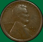New Listing1911-S Lincoln Wheat Cent Very Fine VF Coin, Rim Damage #40289