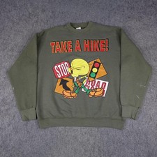 Vintage Looney Tunes Tweety Sweatshirt Mens XL Green Crewneck Take A Hike 90s