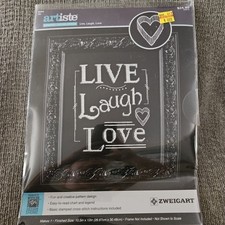 2015 Zweigart Artiste Stamped Black  White Cross-stitch Live Laugh Love 10x12