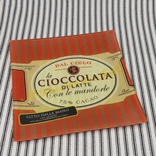 Chocolate Advertising Plate (Glass), "Dal Cielo La Cioccolata Di Latte" ~ Italy